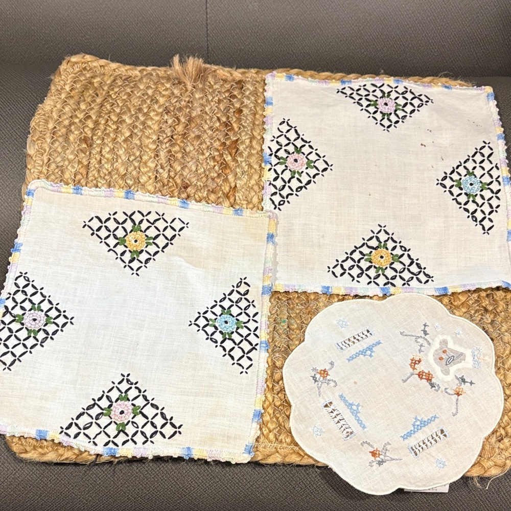 vintage hand-embroidered cotton/linens